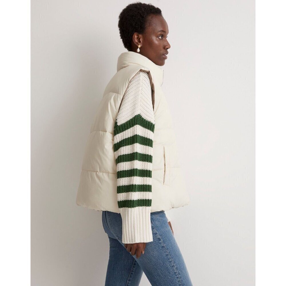 Madewell ladies woven wutang reversible puffer vest down alternative NEW XS - Picture 6 of 10